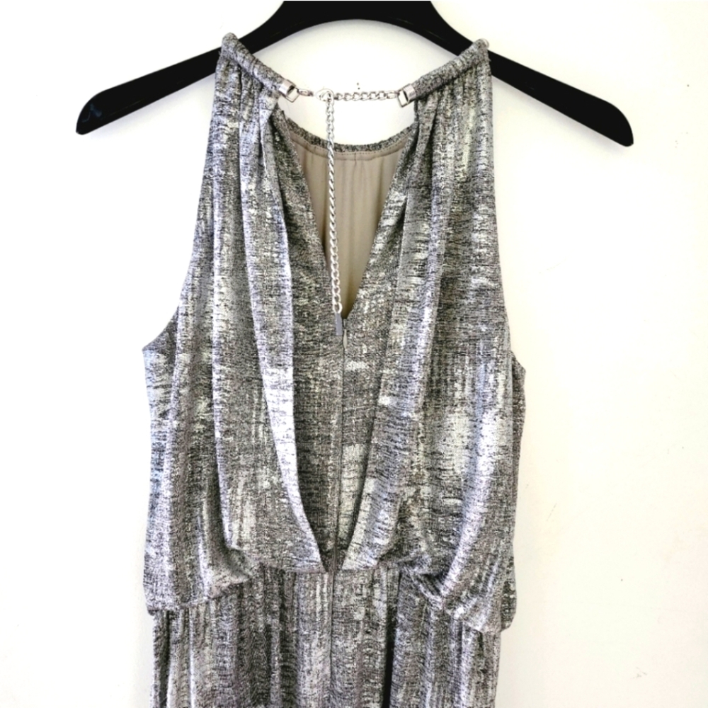 Womens Vince Camuto Silver Metallic Sleeveless Jumpsuit